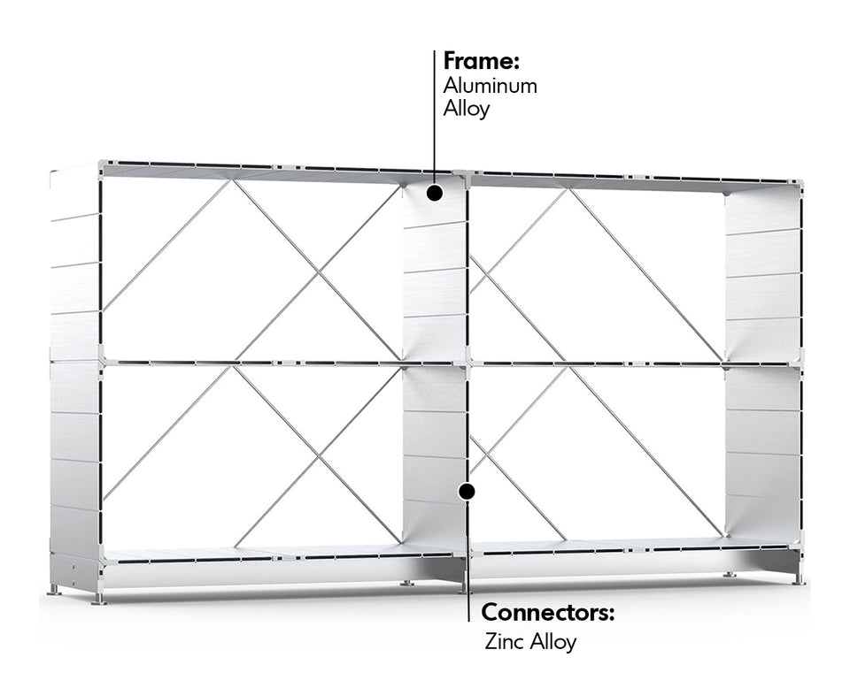 Bauhaus Aluminium Shelf CUBE Material Details Chart