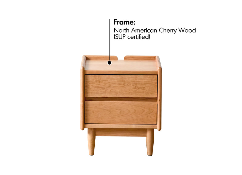 Scandinavian Cherry Wood Side Table VISTA Material Details Chart