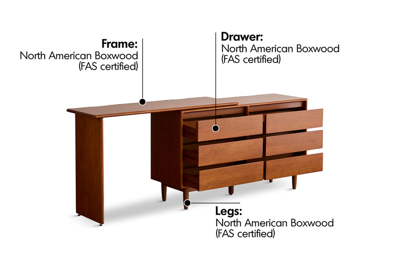 Vintage Boxwood Dressing Table VISTA Material Details Chart