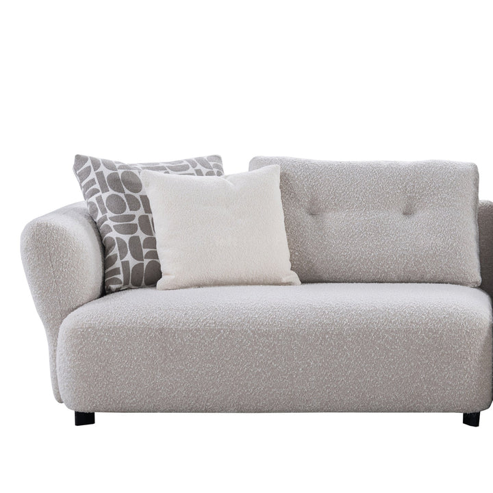 Minimalist boucle fabric 4.5 seater sofa couch color swatches.