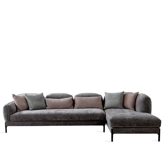 Modern chenille velvet fabric l shape sectional sofa stylish 4+l in white background.