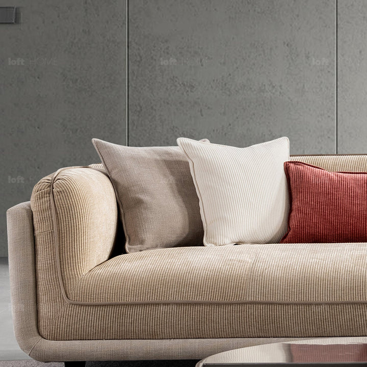 Minimalist corduroy velvet fabric 4.5 seater sofa fluff environmental situation.