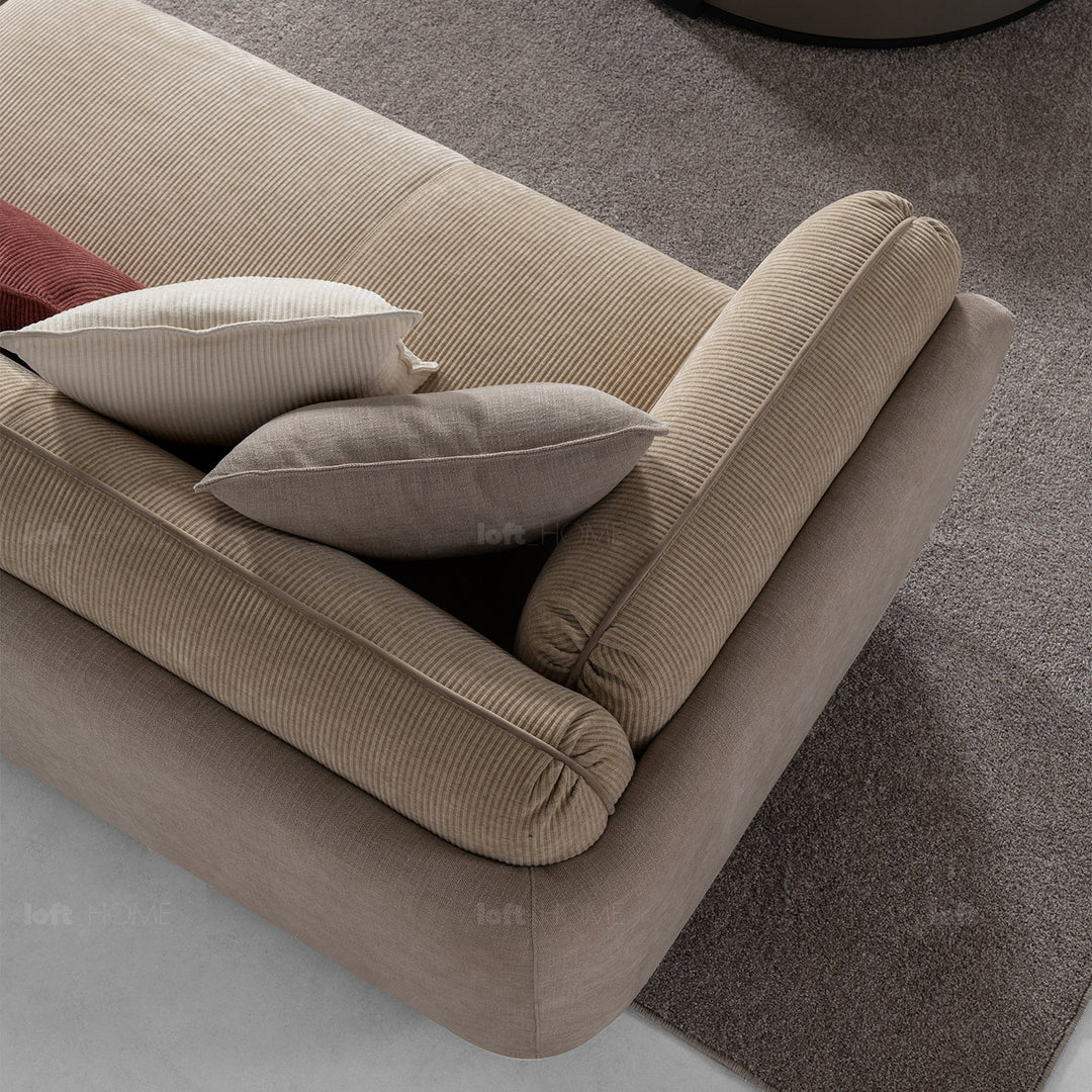 Minimalist corduroy velvet fabric 4.5 seater sofa fluff conceptual design.