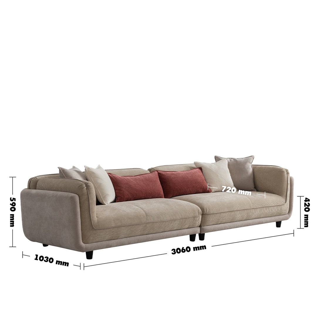 Minimalist corduroy velvet fabric 4.5 seater sofa fluff size charts.