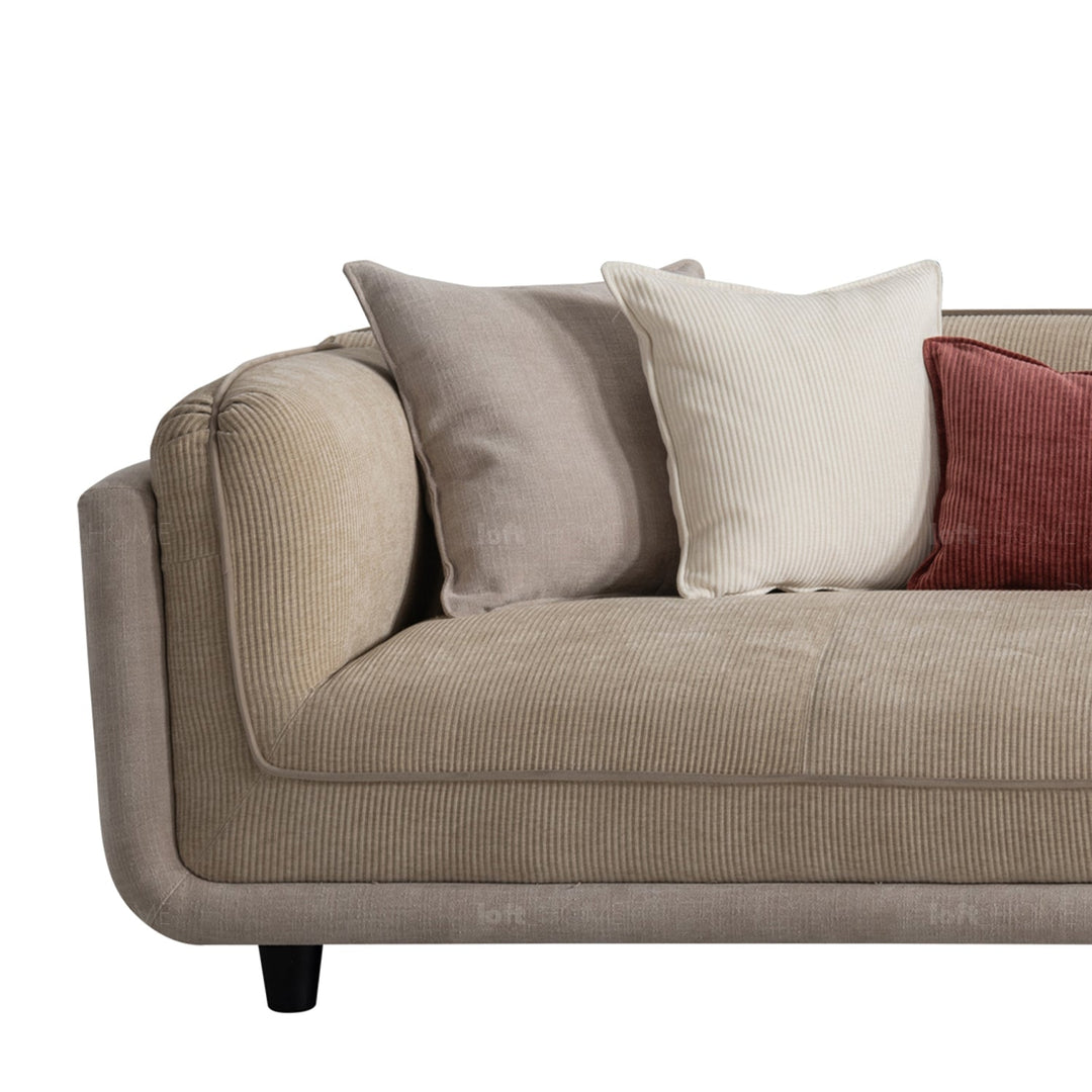 Minimalist corduroy velvet fabric 4.5 seater sofa fluff color swatches.
