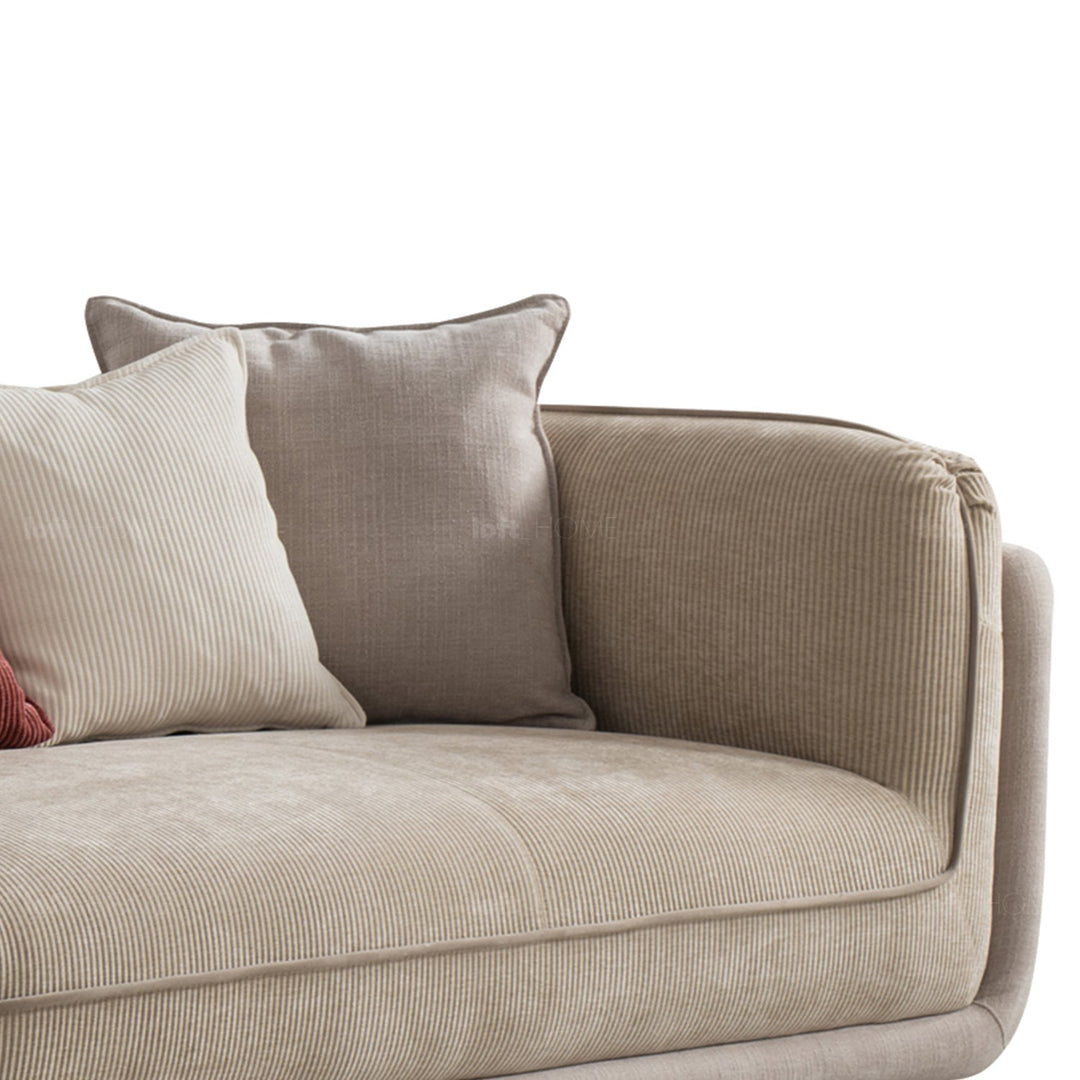 Minimalist corduroy velvet fabric 4.5 seater sofa fluff with context.