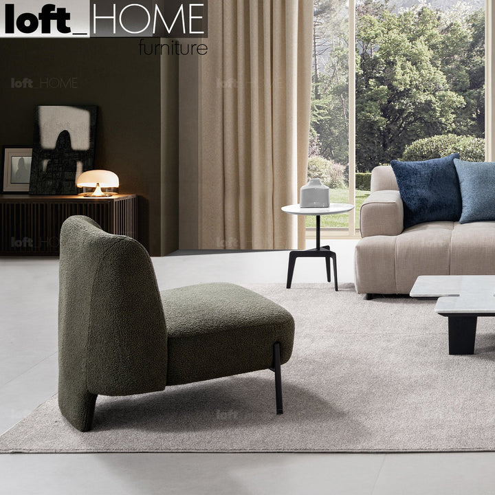 Minimalist fabric 1 seater sofa atrium primary product view.