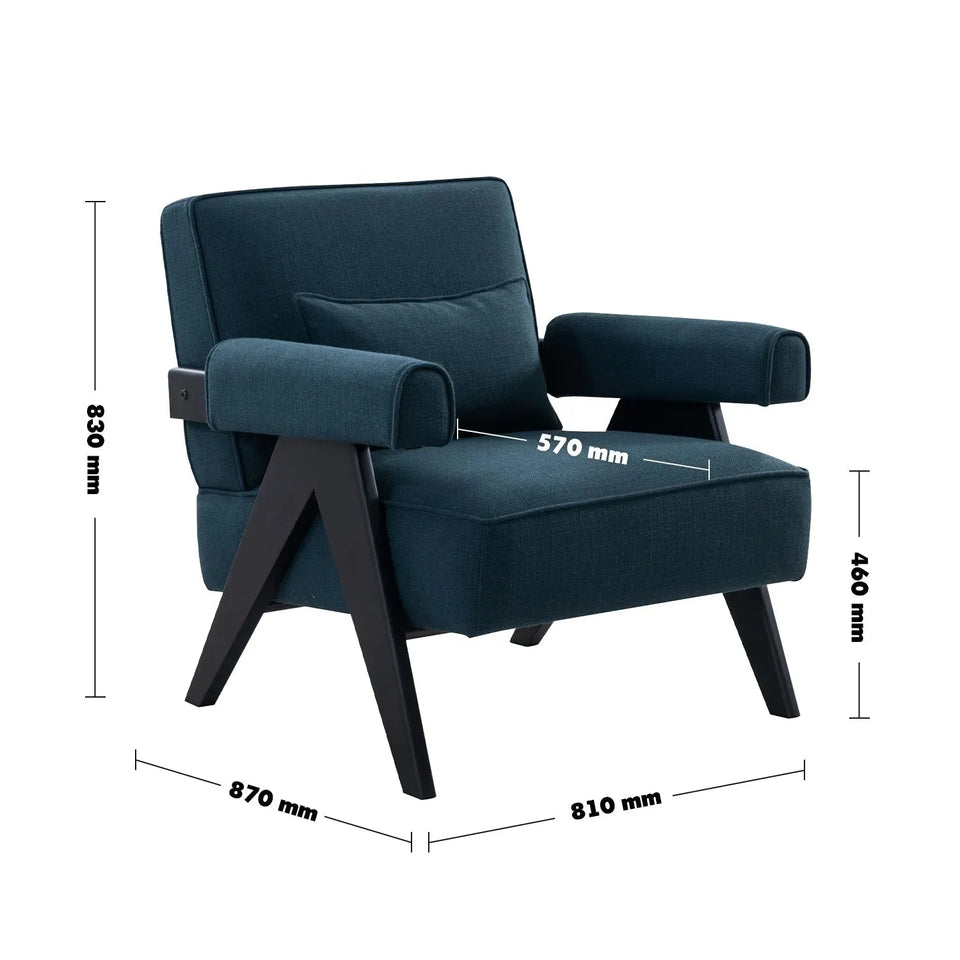 Japandi mixed weave fabric 1 seater sofa azur size charts.