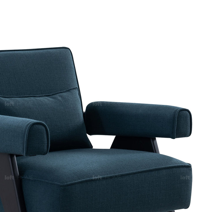 Minimalist fabric 1 seater sofa azur material variants.