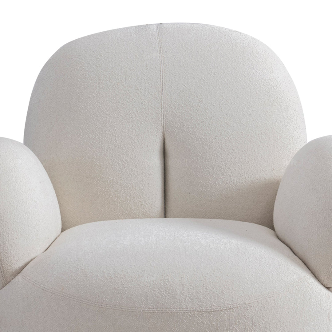 Minimalist fabric 1 seater sofa boucle in details.