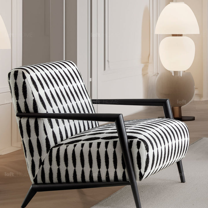 Minimalist fabric 1 seater sofa feldspar in details.