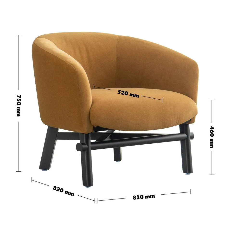 Modern suede fabric 1 seater sofa ginge in panoramic view.
