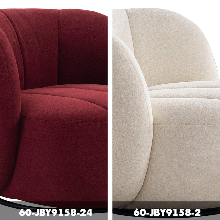 Minimalist fabric 1 seater sofa gown color swatches.