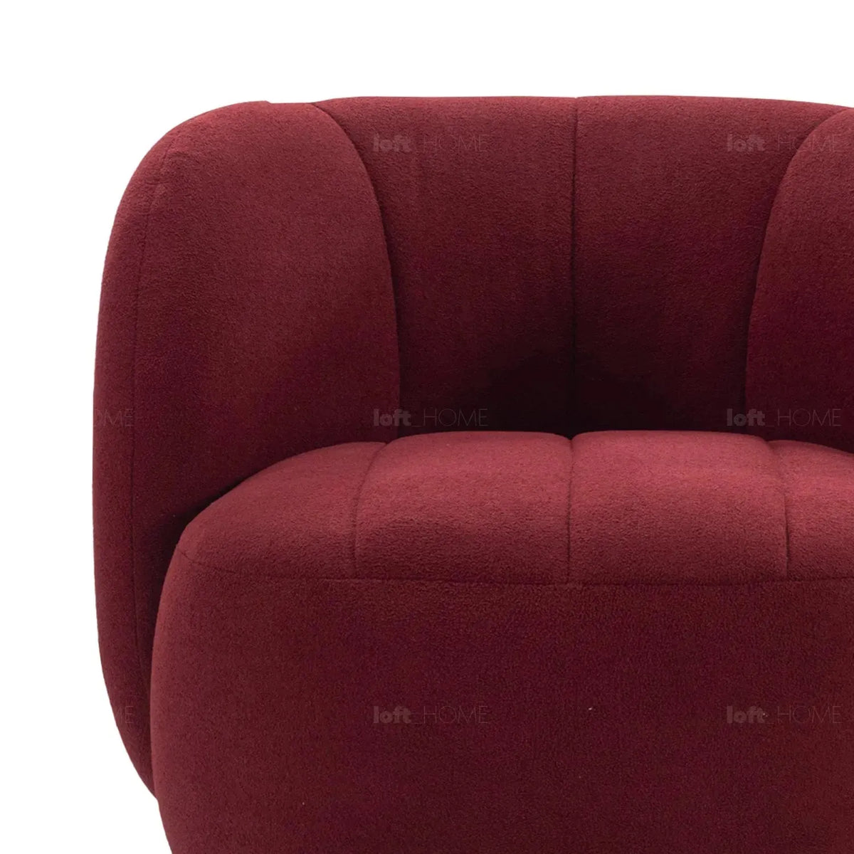Cream sherpa fabric revolving 1 seater sofa gown in details.
