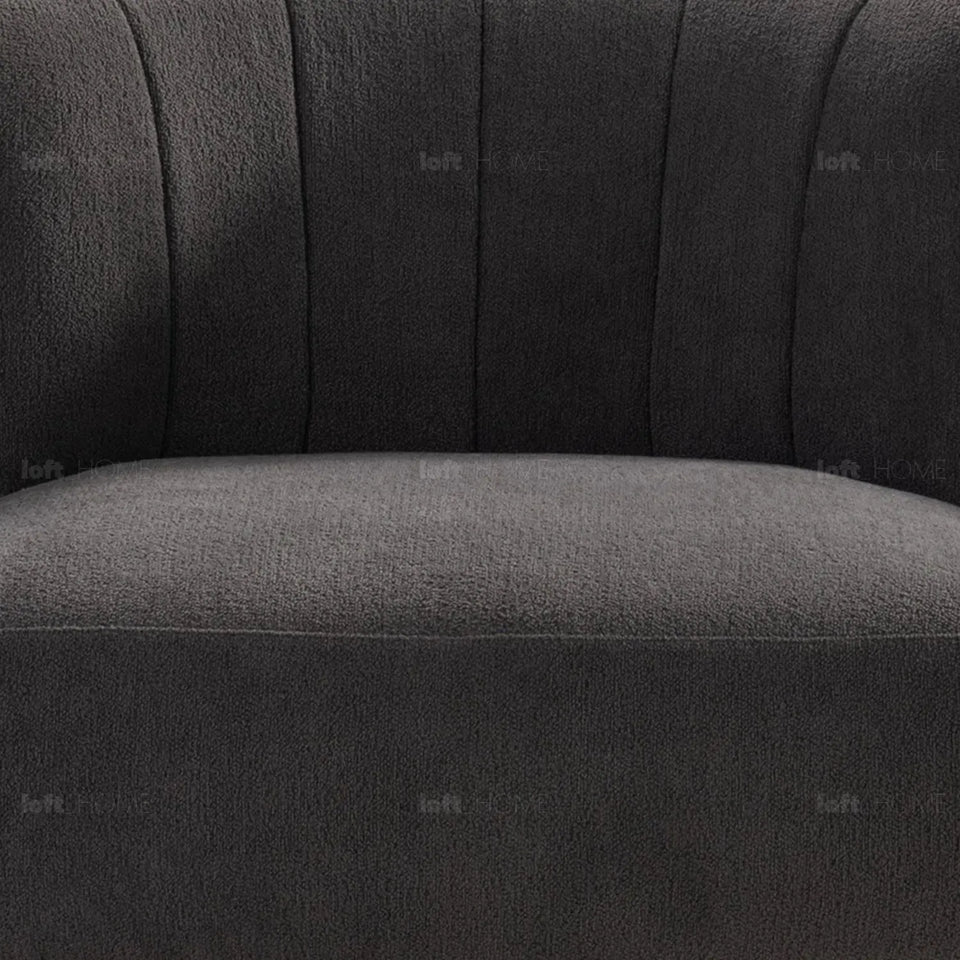 Modern sherpa fabric 1 seater sofa hedge in panoramic view.