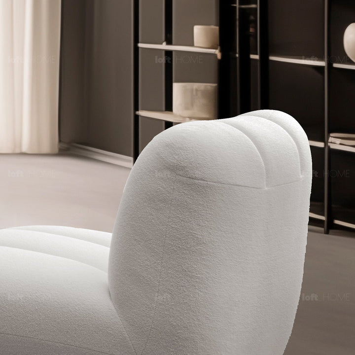 Minimalist fabric 1 seater sofa limestone in panoramic view.