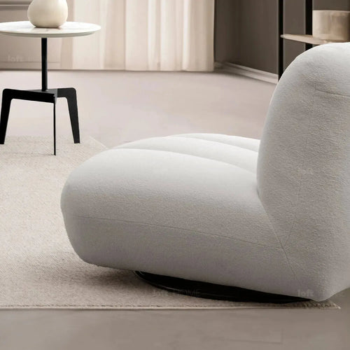 Cream Sherpa Fabric Revolving 1 Seater Sofa LIMESTONE Good to Know Preview-1
