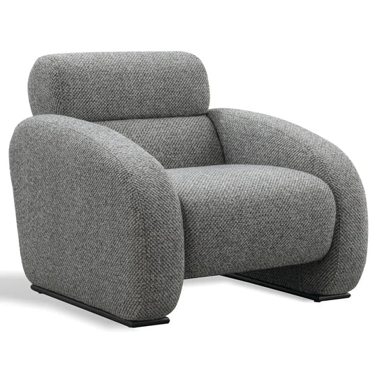 Modern mixed weave fabric 1 seater sofa monolithe in white background.