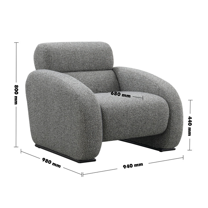Minimalist Mixed Weave Fabric 1 Seater Sofa MONOLITHE