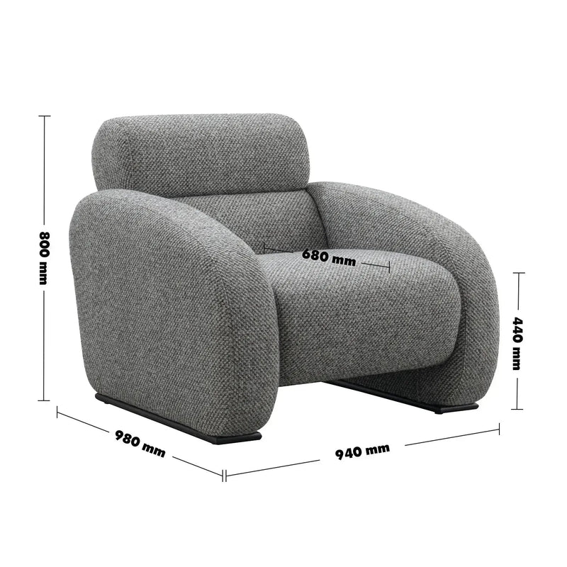 Modern mixed weave fabric 1 seater sofa monolithe size charts.