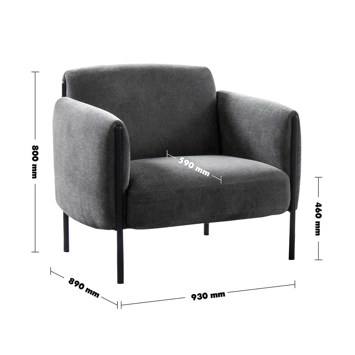 Modern mixed weave fabric 1 seater sofa mosaic size charts.