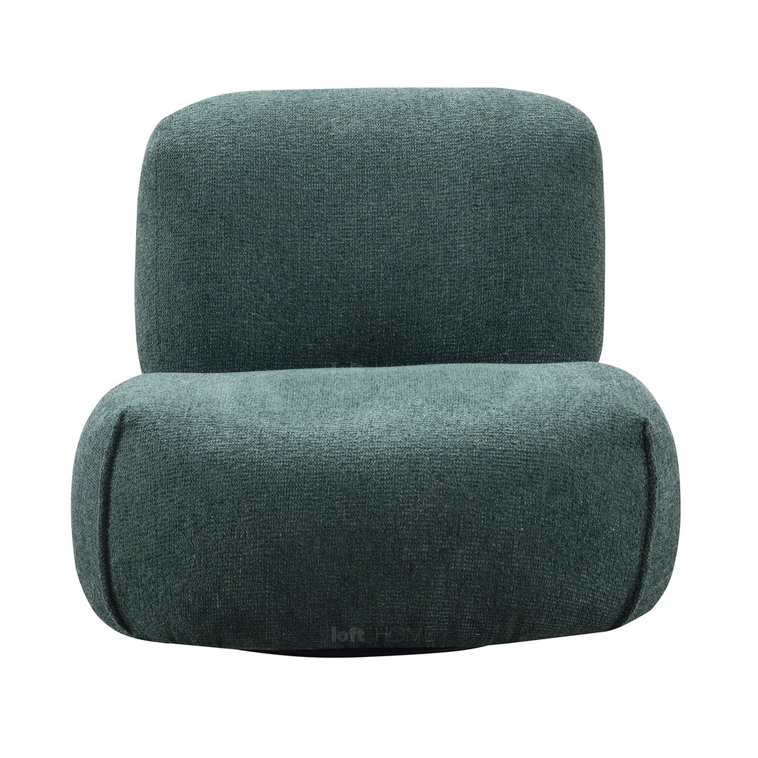 Minimalist fabric 1 seater sofa moss color swatches.