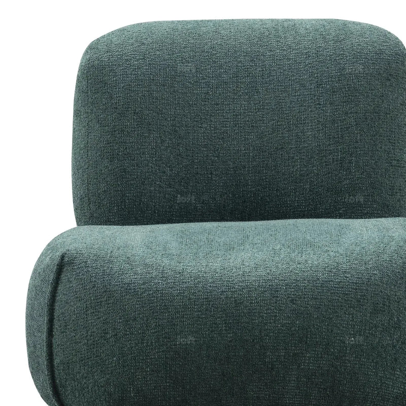 Cream mixed weave fabric revolving 1 seater sofa moss with context.