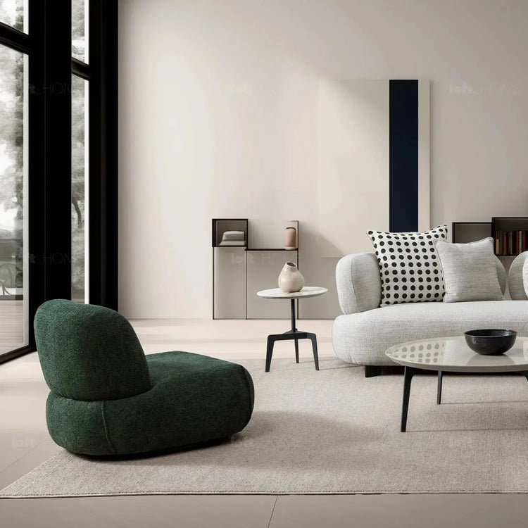 Cream Mixed Weave Fabric Revolving 1 Seater Sofa MOSS Good to Know Preview-1