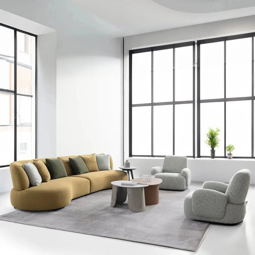 Cream Mixed Weave Fabric Revolving 1 Seater Sofa PARAPET Good to Know Preview-1