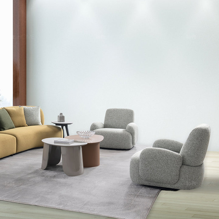 Minimalist fabric 1 seater sofa parapet in details.