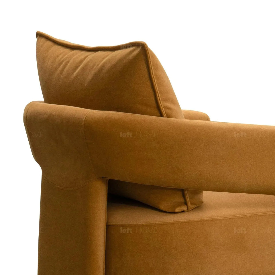 Modern suede fabric 1 seater sofa pheral conceptual design.