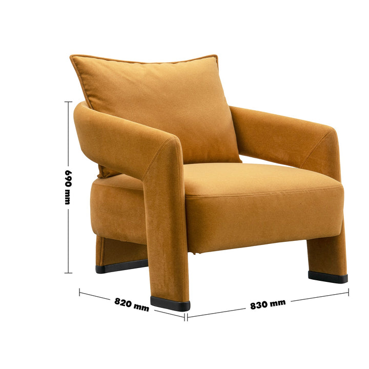 Minimalist fabric 1 seater sofa pheral size charts.