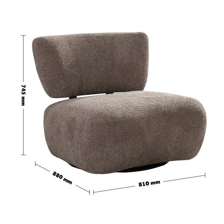 Minimalist Fabric Revolving 1 Seater Sofa RITE size charts.