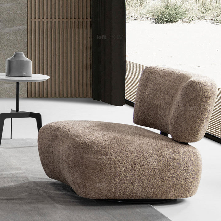 Minimalist Fabric Revolving 1 Seater Sofa RITE in close up details.