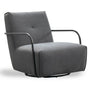 Modern Mixed Weave Fabric Revolving 1 Seater Sofa TALC METAL