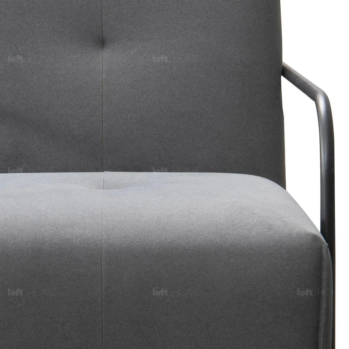 Modern mixed weave fabric revolving 1 seater sofa talc metal in details.