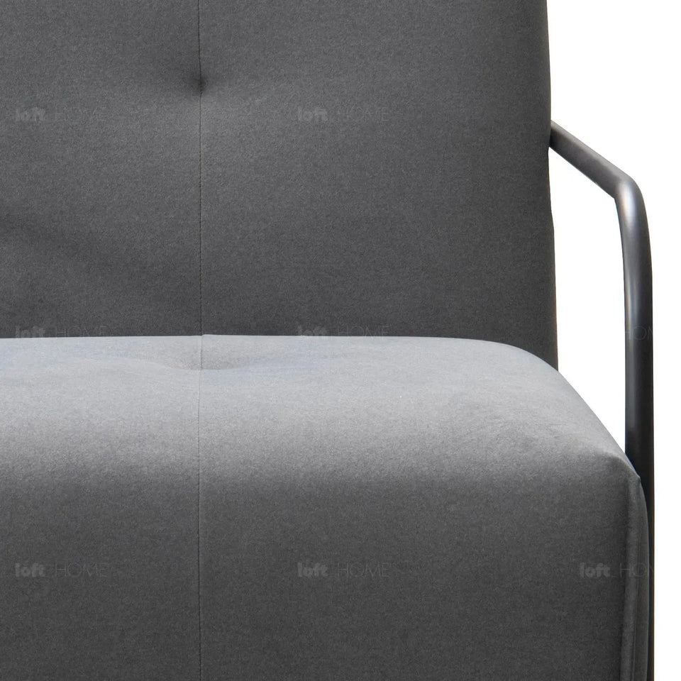 Modern mixed weave fabric revolving 1 seater sofa talc metal in details.