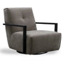 Modern Mixed Weave Fabric Revolving 1 Seater Sofa TALC WOOD