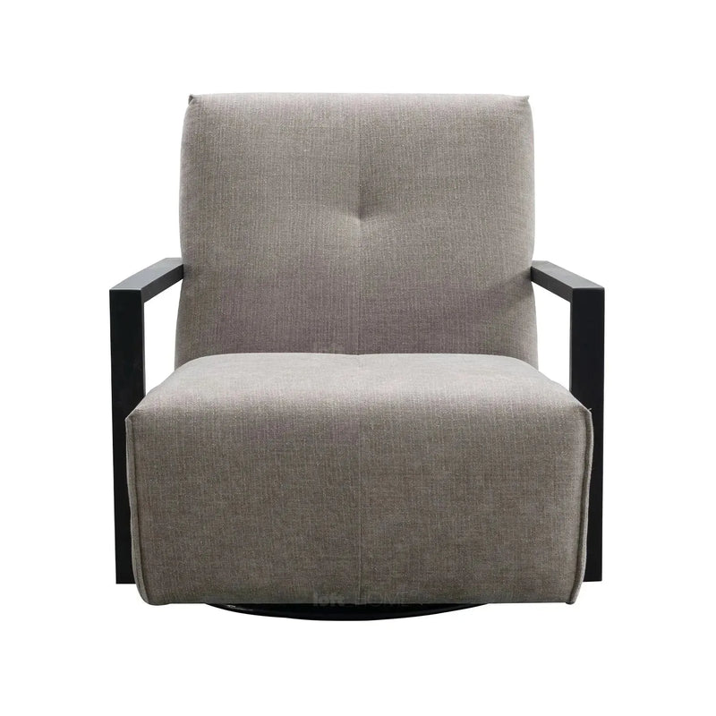 Modern mixed weave fabric revolving 1 seater sofa talc wood color swatches.