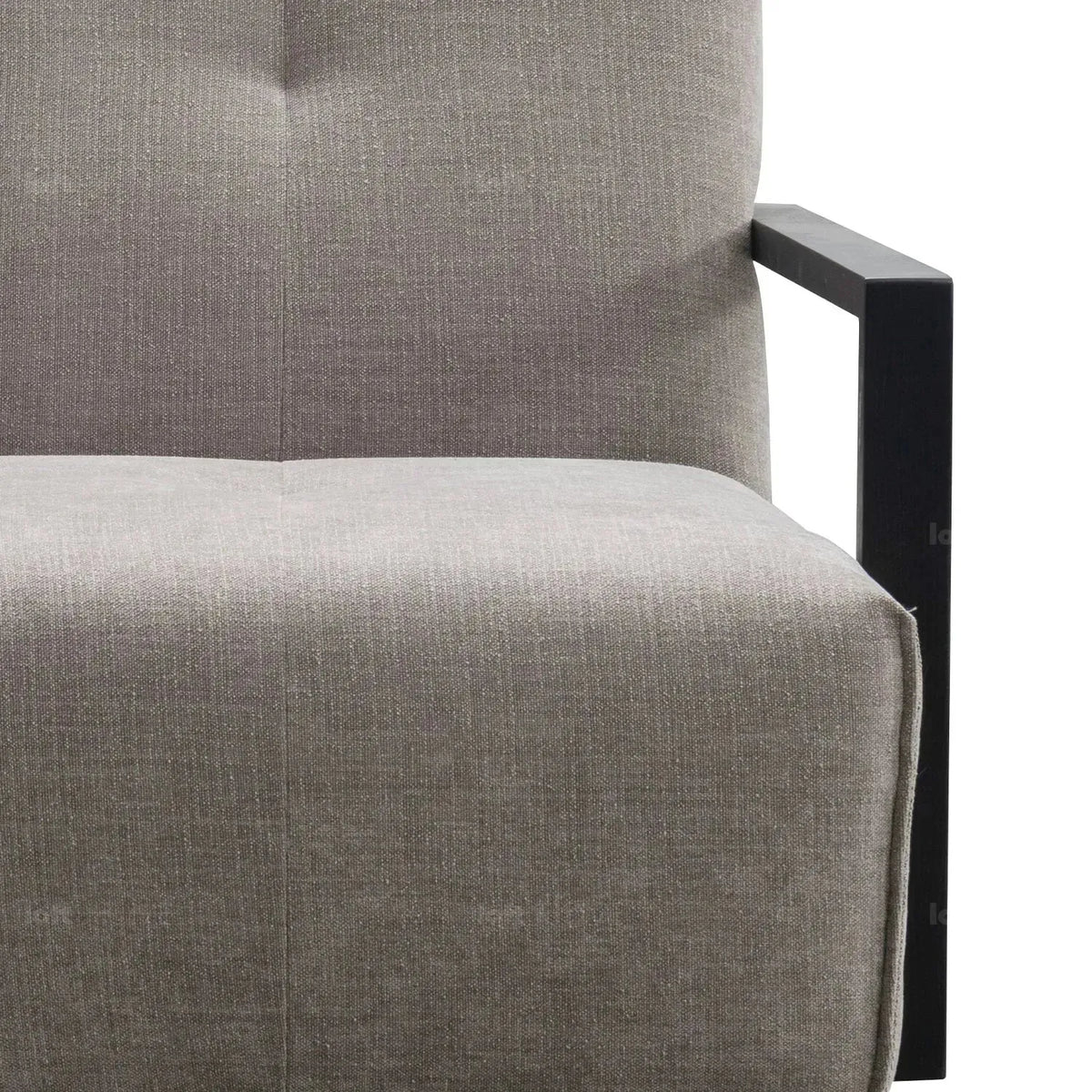 Modern mixed weave fabric revolving 1 seater sofa talc wood in details.