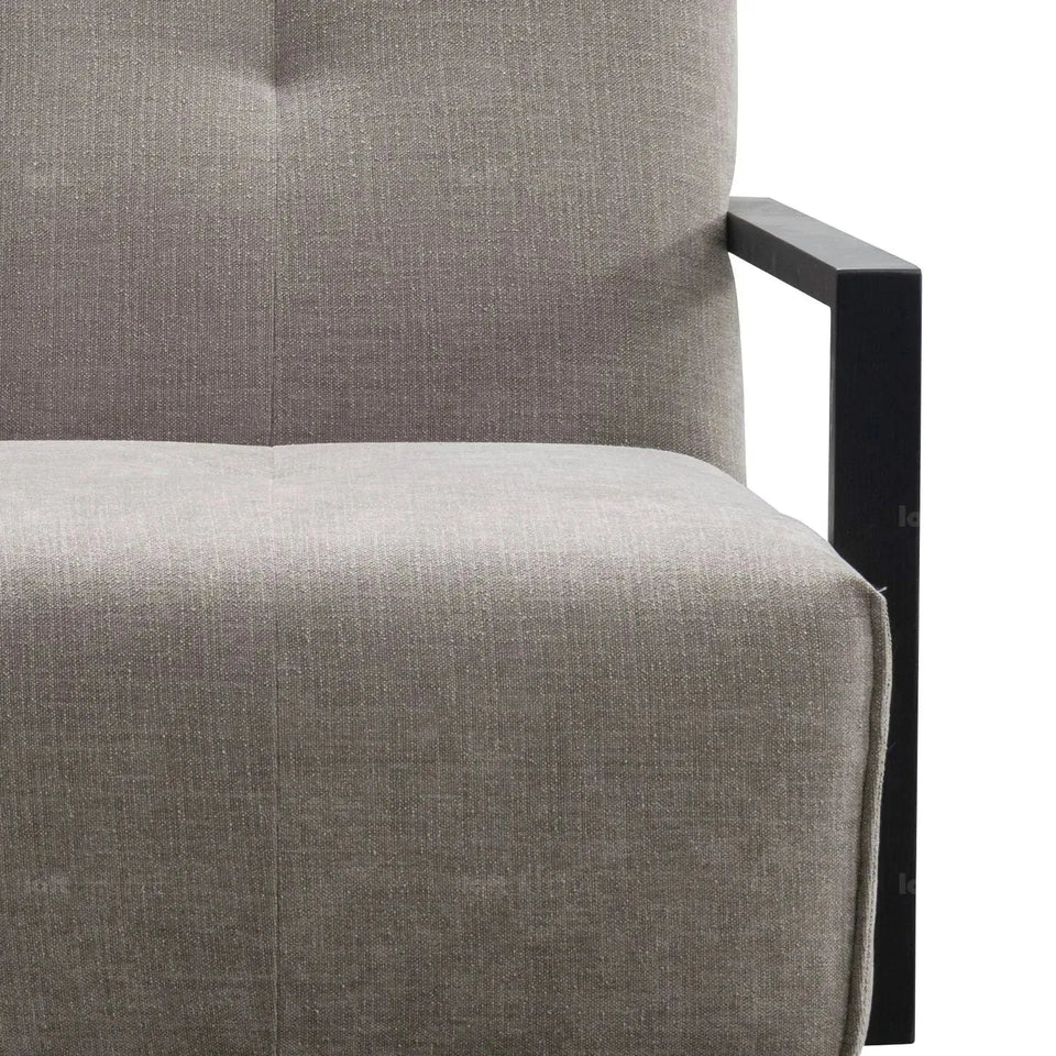 Modern mixed weave fabric revolving 1 seater sofa talc wood in details.