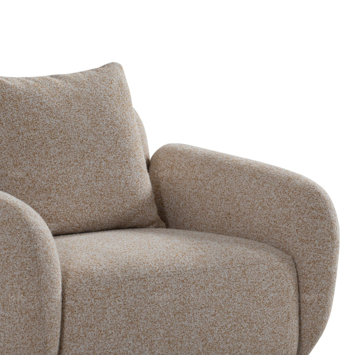 Minimalist fabric 1 seater sofa talc in real life style.