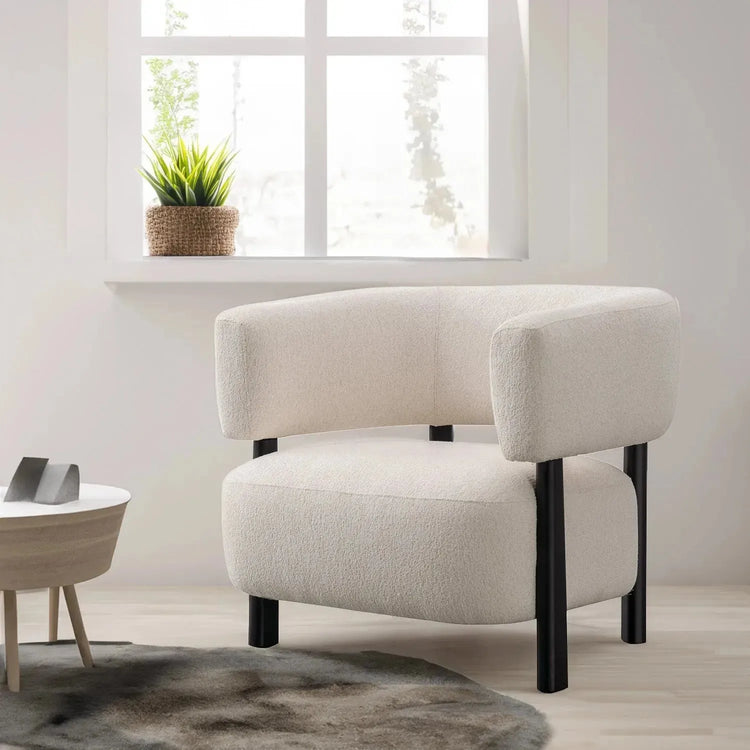 Modern Boucle Fabric 1 Seater Sofa TOPAZ Good to Know Preview-1