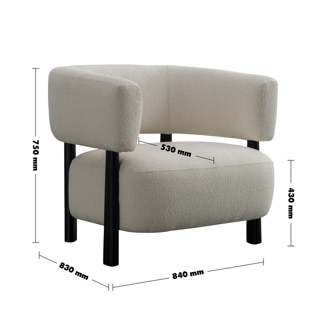 Minimalist Boucle Fabric 1 Seater Sofa TOPAZ