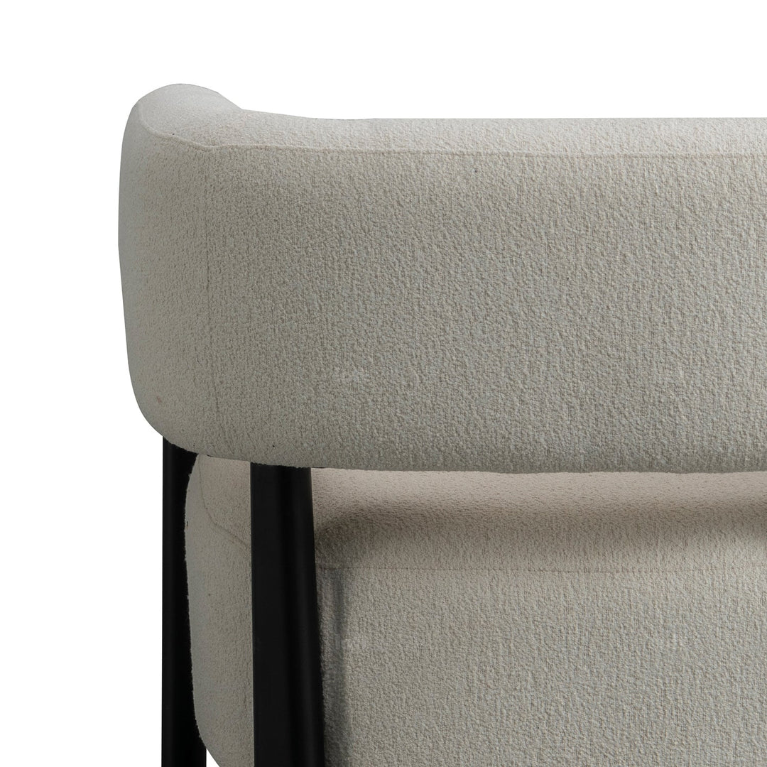 Minimalist fabric 1 seater sofa topaz with context.