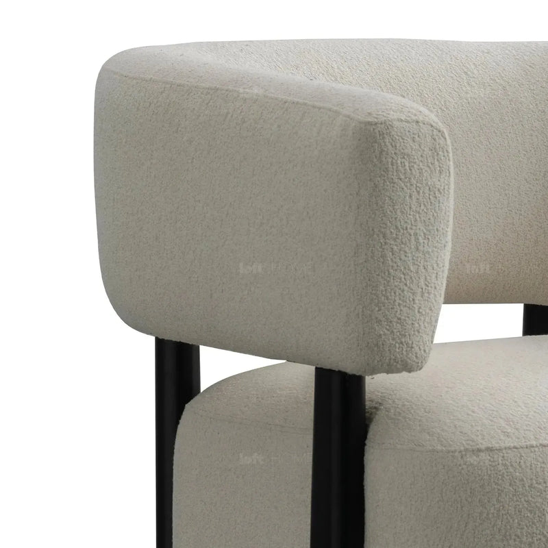 Modern boucle fabric 1 seater sofa topaz in details.