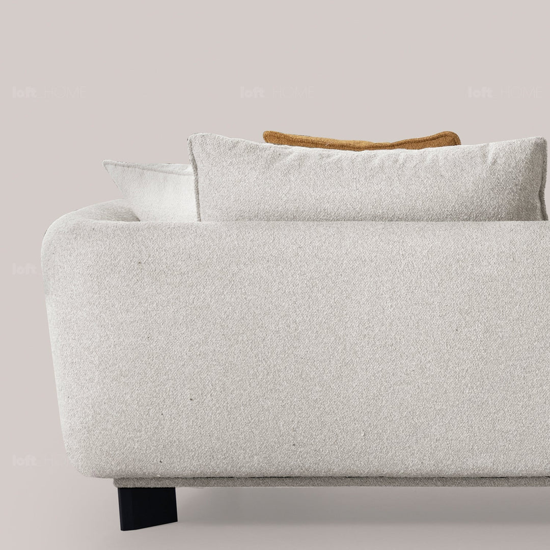 Minimalist fabric 3 seater sofa angler in details.