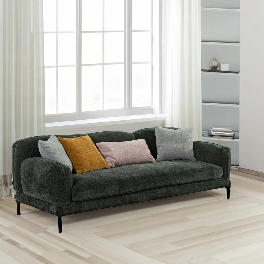 Minimalist chenille velvet fabric 3.5 seater sofa nimbus primary product view.