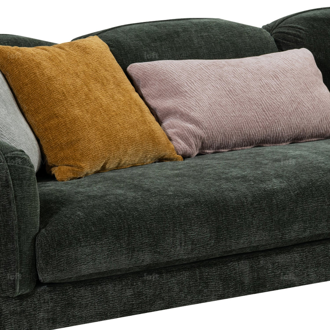 Minimalist fabric 3.5 seater sofa nimbus in close up details.