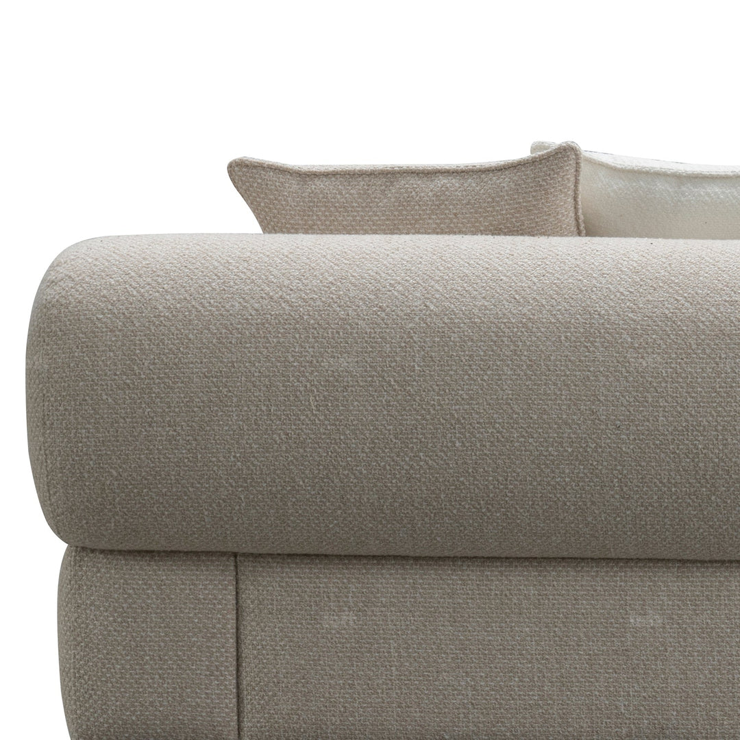 Minimalist fabric 4 seater sofa ench in still life.